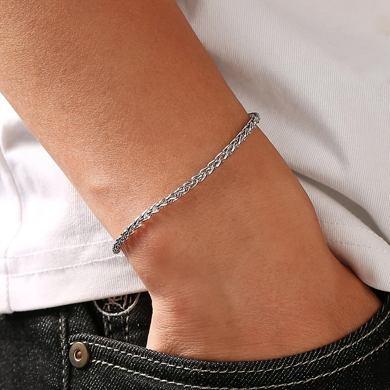 Conjunto de 6 pulseiras masculinas de aço inoxidável de alta qualidade, 19 cm, resistentes ao desbotamento.