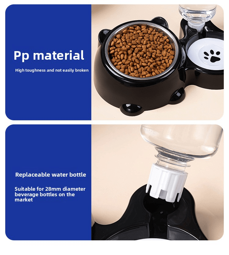 Tigela dupla para animais de estimação em aço inoxidável