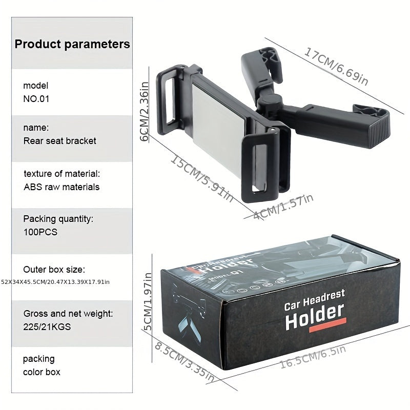 Suporte para tablet com rotação de 360 graus para encostos de cabeça de carro, ideal para iPad, perfeito para viagens no banco traseiro e passeios de carro.