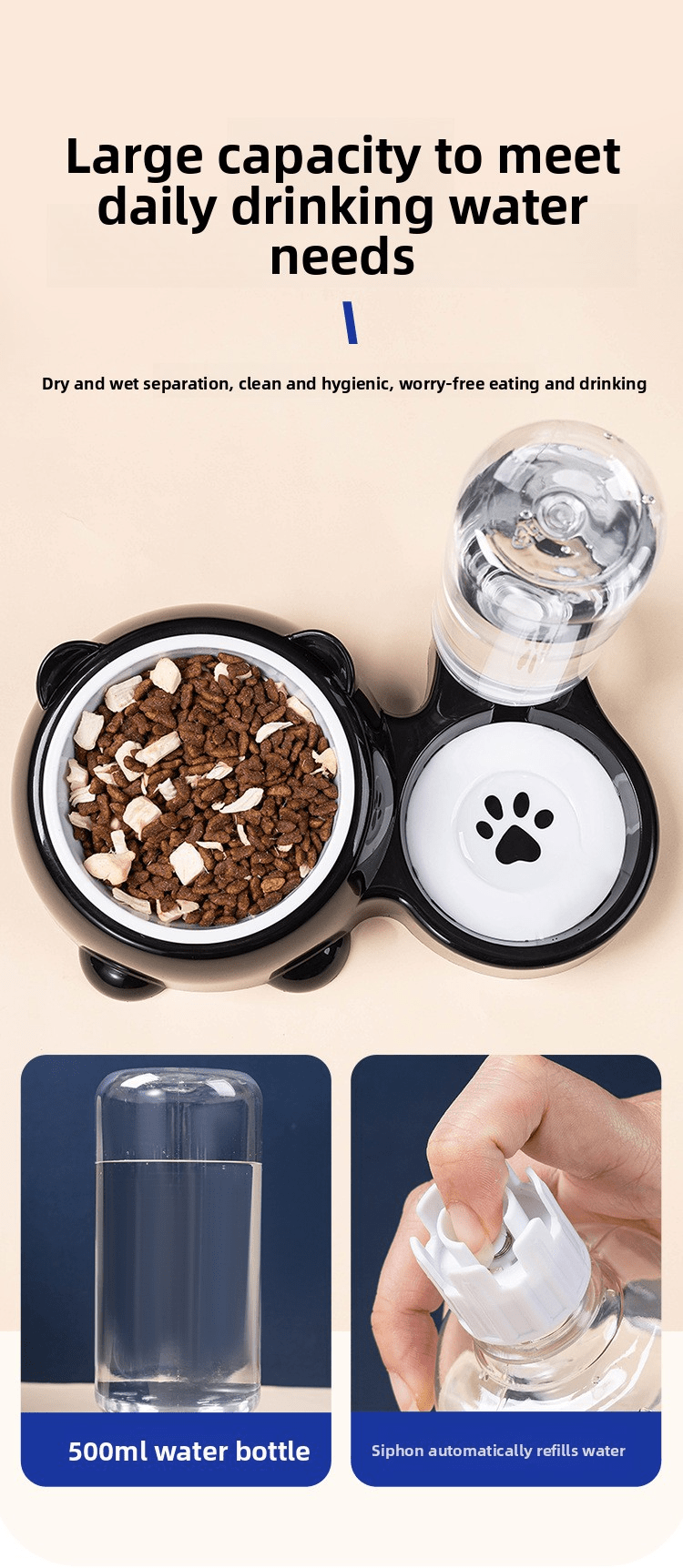 Tigela dupla para animais de estimação em aço inoxidável