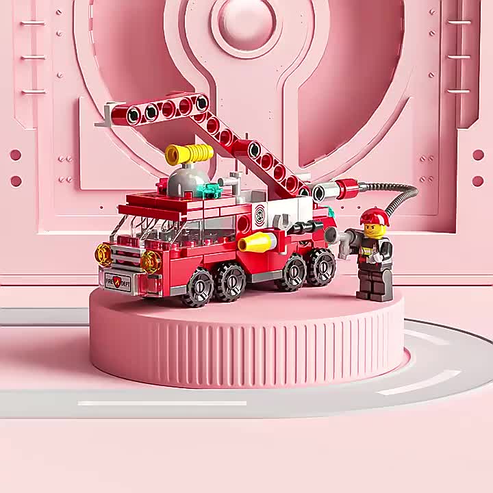 Blocos de Montar 6 em 1 com Tema de Bombeiros - 142 Peças, Brinquedo Educativo