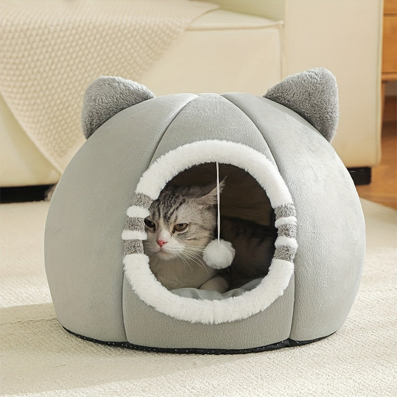 Cama para gatos de interior, casinha lavável à máquina com tapete macio, ideal para todas as raças de gatos, perfeita para um sono profundo.