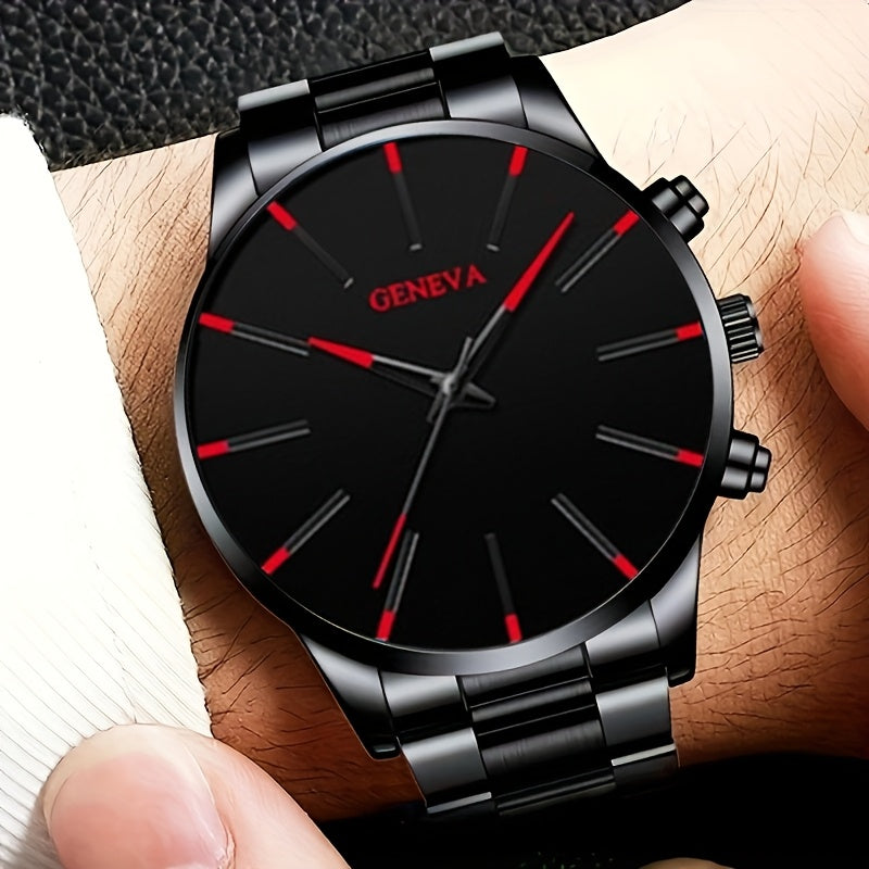 Conjunto de 4 peças de relógios de quartzo redondos masculinos