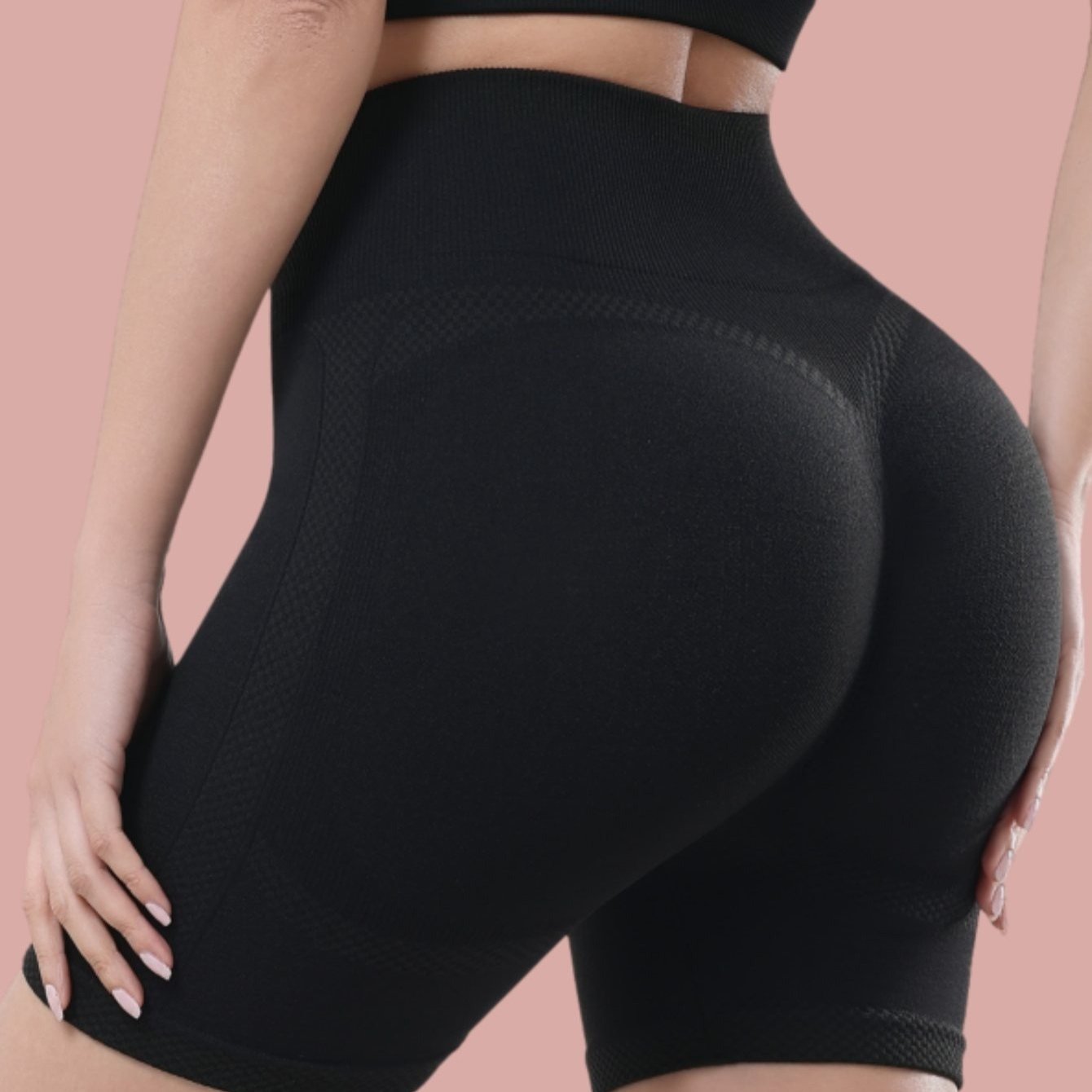 Shorts fitness sem costura de cintura alta