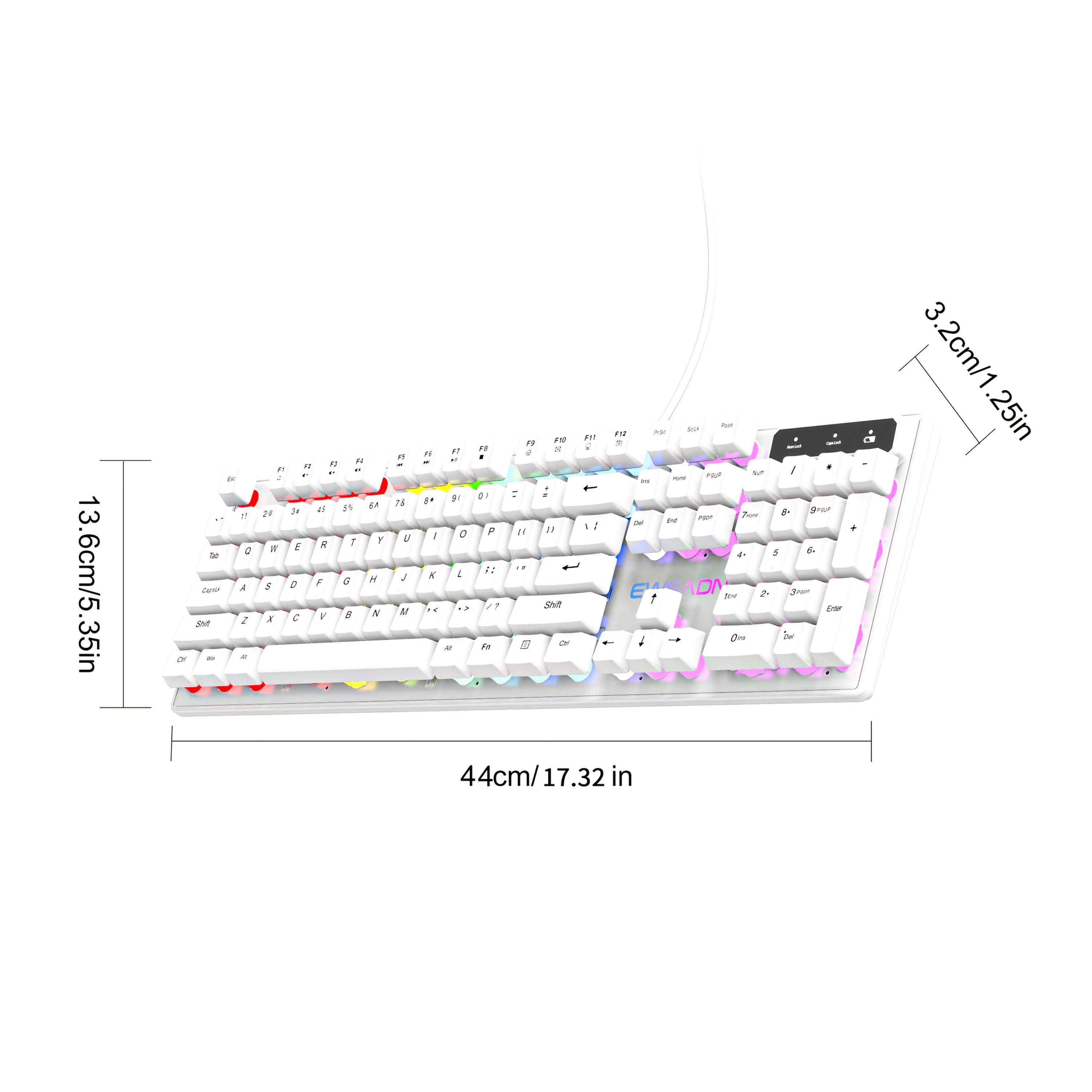 Teclado Gamer com Fio Silencioso EWEADN com 104 Tecla