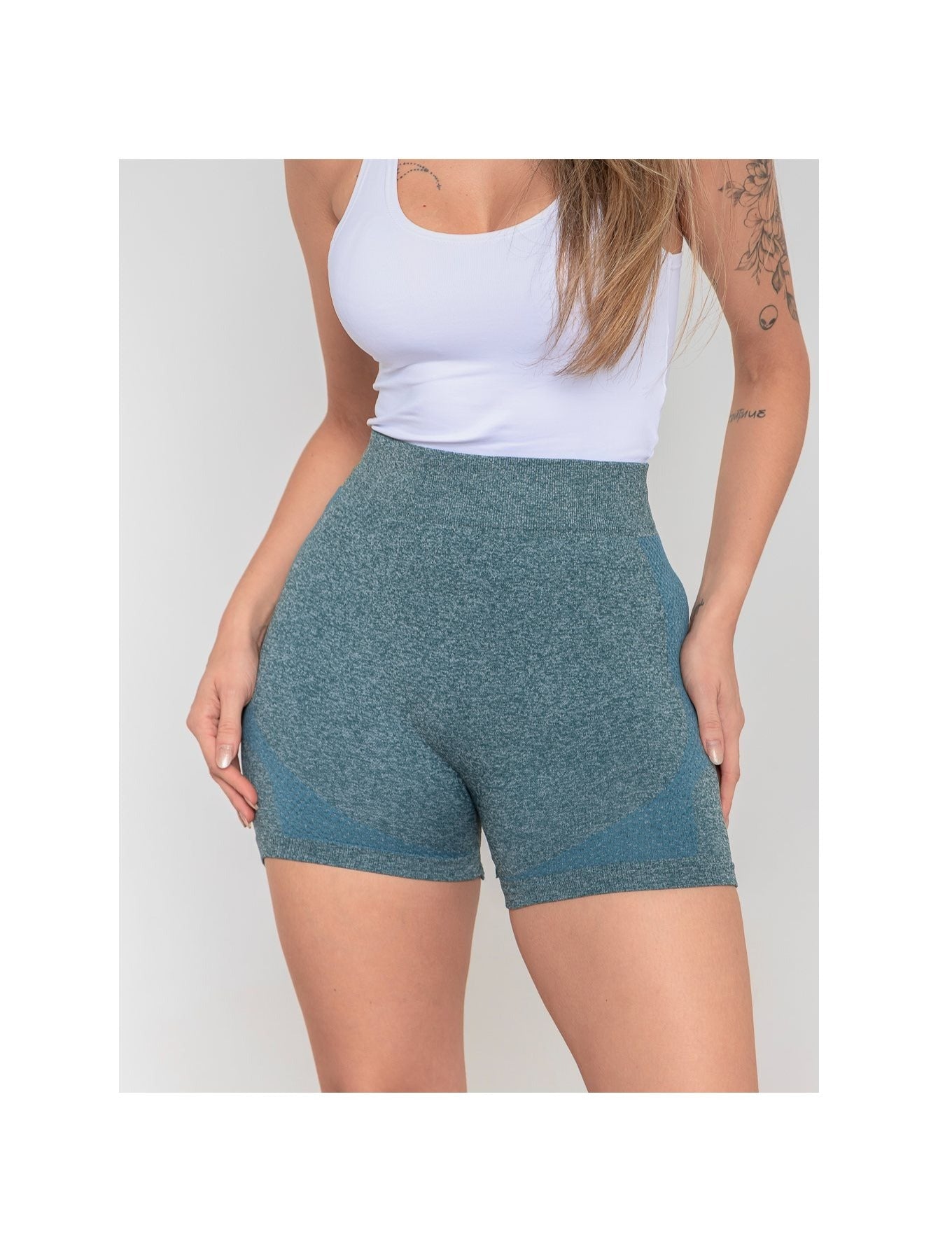Shorts de ginástica femininos de cintura alta com compressão que levantam o bumbum