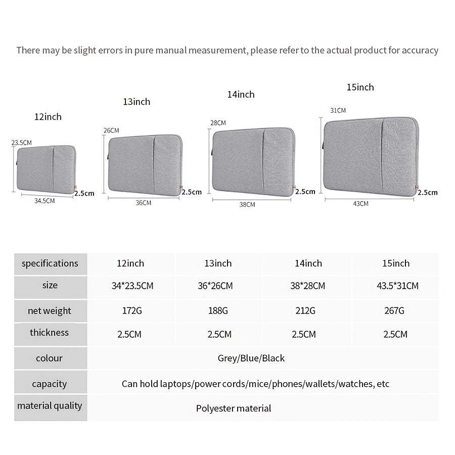 Bolsa para laptop MacBook de 13, 14 e 15 polegadas, capa protetora para laptop HP e Apple.