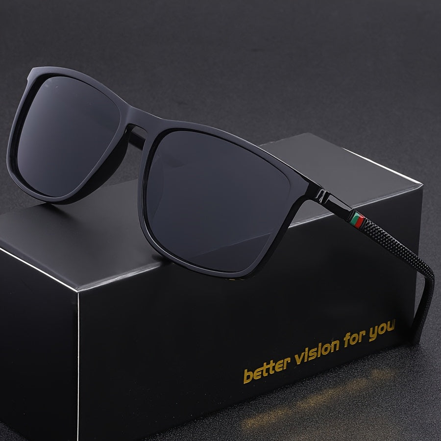 Óculos masculinos retangulares clássicos, com armação preta confortável e leve