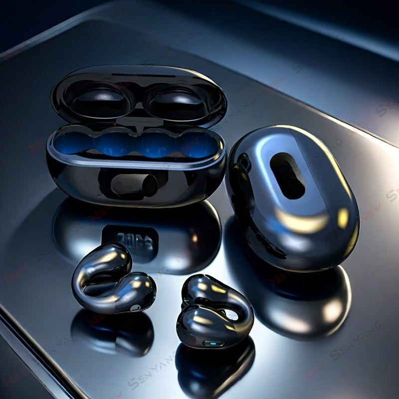 Novo estilo de fones de ouvido esportivos sem fio com clipe. Confortáveis, com som estéreo Hi-Fi e graves potentes, além de chamadas em HD. Adaptados para Android e iPhone, perfeitos para jogos, casuais e uso profissional.