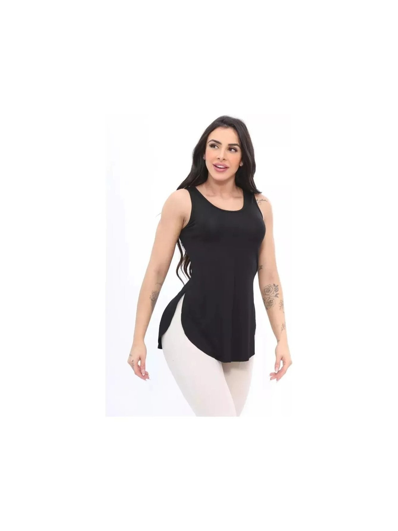 Conjunto de regata feminina de 4 peças - Blusa que cobre o bumbum