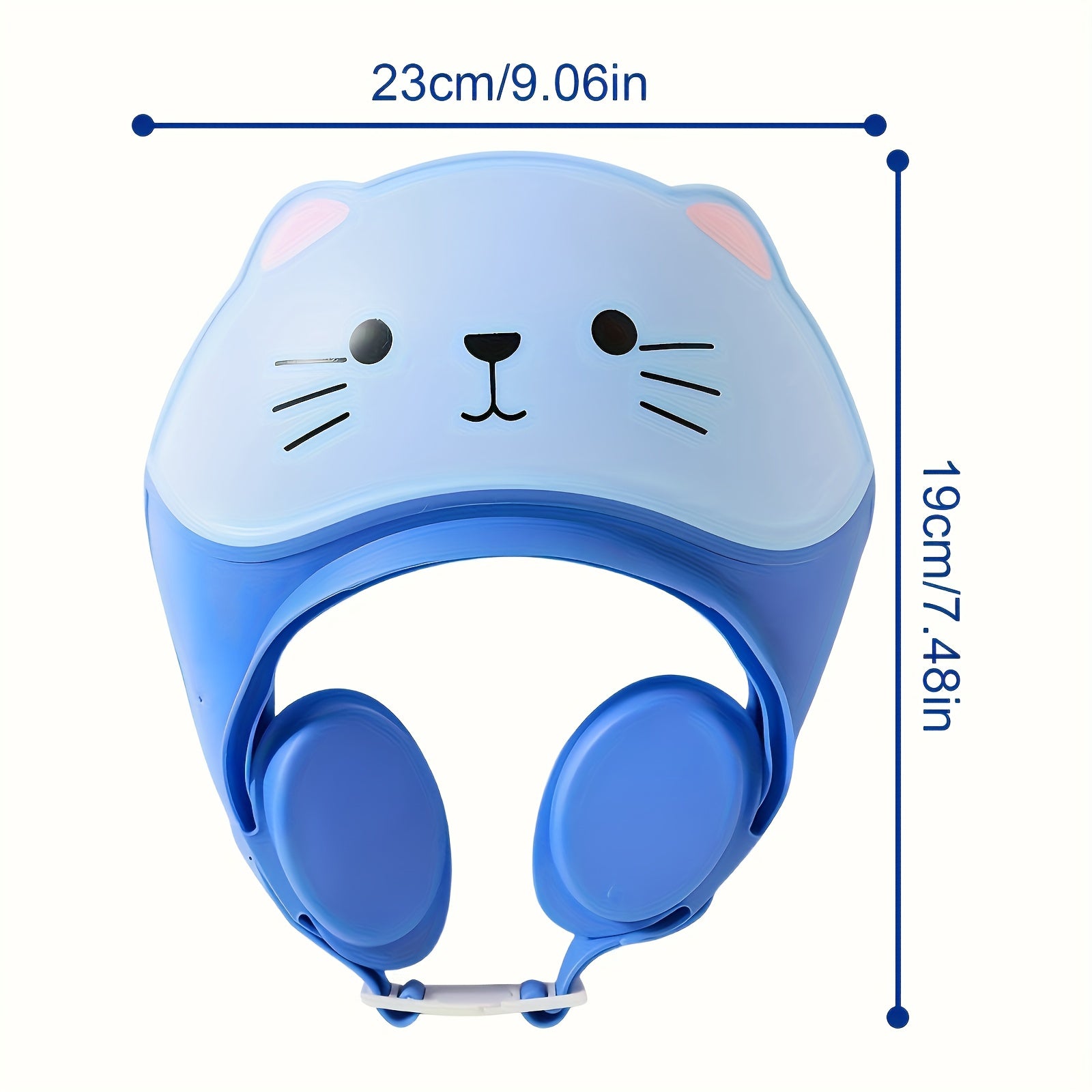 Touca de Banho Infantil Fofa com Estampa de Gato e Urso, Design de 3 Camadas e Sistema de Ventilação para as Orelhas - Cores Pastel Suaves (Rosa, Azul, Amarelo, Branco, Bege) - Touca de Banho para Bebê para Banheira, Spa e