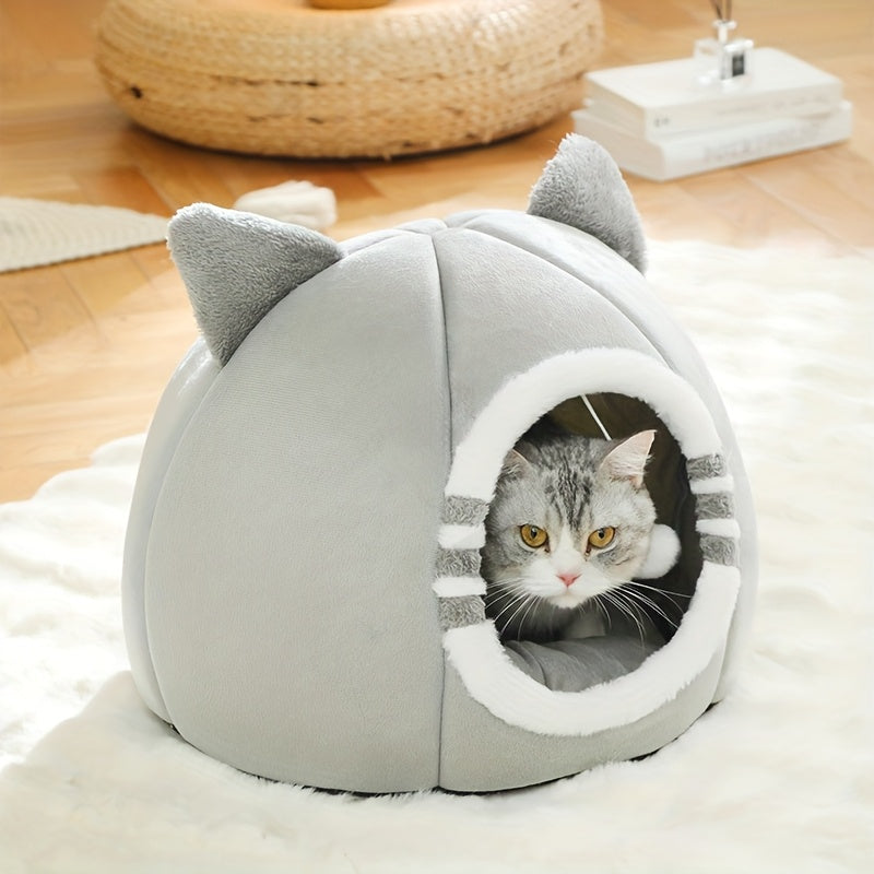 Cama para gatos de interior, casinha lavável à máquina com tapete macio, ideal para todas as raças de gatos, perfeita para um sono profundo.